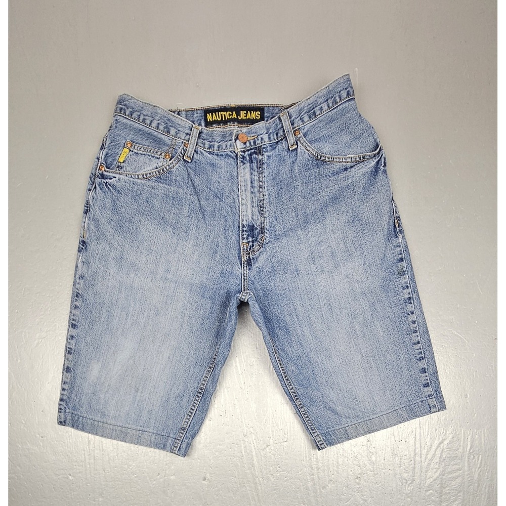Vintage Nautica Jean Shorts Mens 36 Blue‎ Denim Relaxed Fit Jorts 5 Pocket